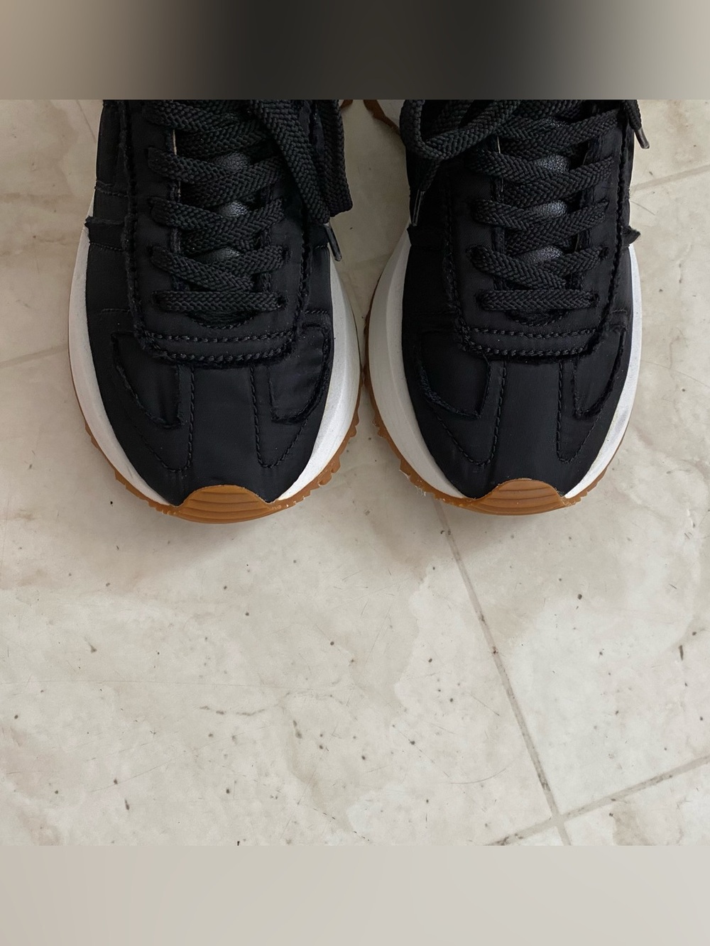 $690 Maison Margiela Black Leather Suede Gum Sole 50-50 Low Top Sneakers Size 7 - Picture 10 of 15